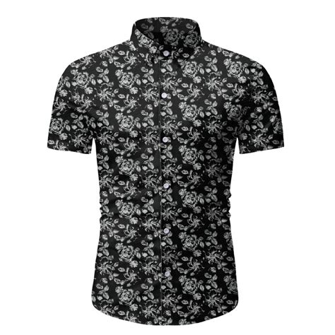 Summer New Mens Casual Short Sleeved Floral Shirt Baju Murah Viral