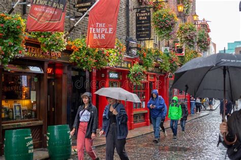 Dublin Ireland July People Walking On The Streets Of Famous