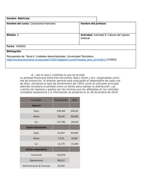 Actividad 8 CF Actvidad 8 De La Materia Consultoria Financiera