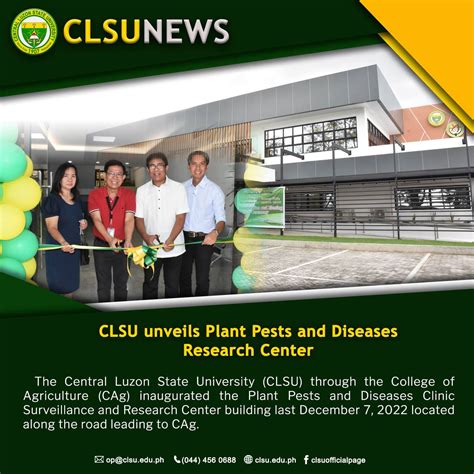 Clsu Unveils Plant Pests And Diseases Research Center Central Luzon State University