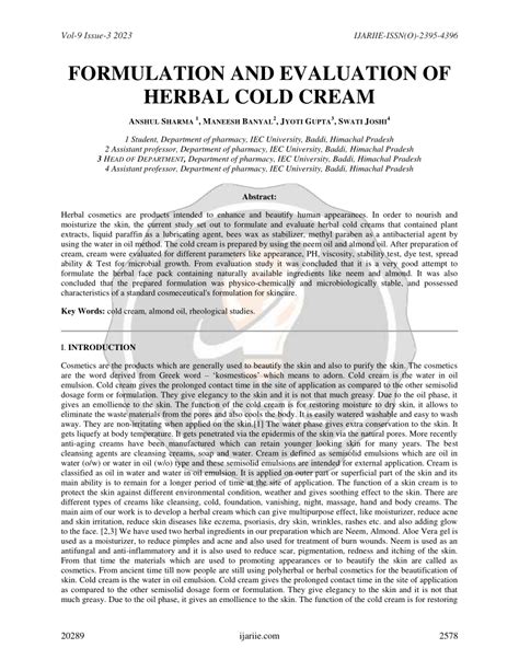 PDF FORMULATION AND EVALUATION OF HERBAL COLD CREAM