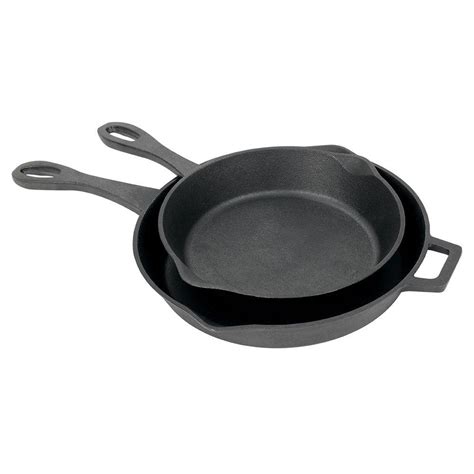 Bayou Classic 2 Piece Cast Iron Skillet Set In Black 7451 The Home Depot In 2021 Bayou