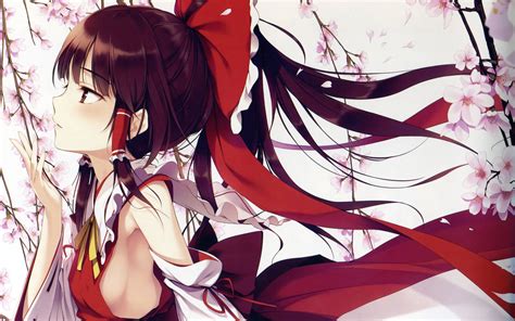 Wallpaper Illustration Anime Girls Brunette Touhou Manga Hakurei