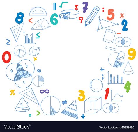 Blank Math Template With Tools And Elements Vector Image