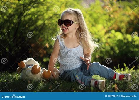 Cute Girl With Sunglasses Outdoors Stock Image Image Of Girls Hair