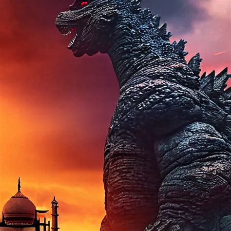 Godzilla Near Taj Mahal Majestic Breathtaking Film Stable