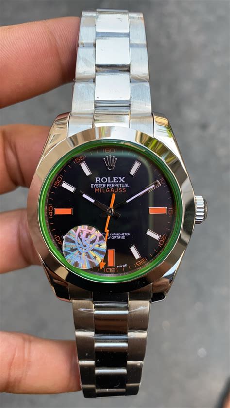 Rolex Milgauss Siyah Kadran 40 Mm 116400 GV Silver Replika Saat ROLMI001