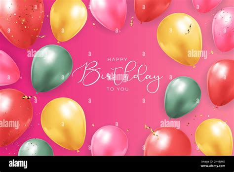 Happy Birthday Congratulations Banner Design With Confetti Balloons