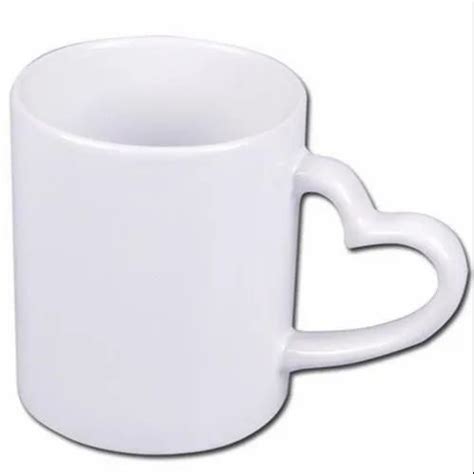 Round Ceramic Heart Handle White Mug Capacity Ml Size Dimension