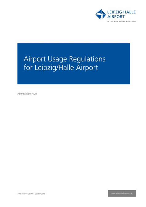 Pdf Airport Usage Regulations For Leipzig Halle Airport Pdf