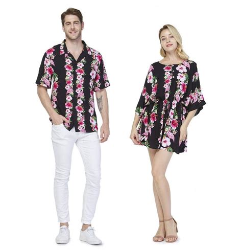 Couple Matching Hawaiian Luau Aloha Shirt Poncho Dress In Rafelsia