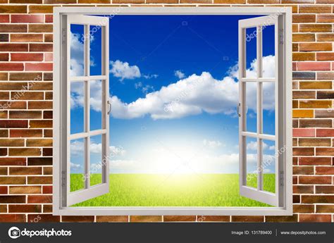 Open window with blue sky — Stock Photo © Gobba #131789400