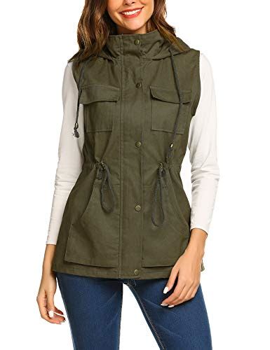 Beyove Womens Lightweight Sleeveless Military Anorak Cargo Vest Hoodedno Hood E Fashion Web