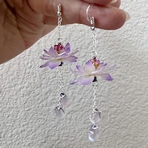 Shrink Plastic Purple Lotus Flowers With Seedpod And Crystal Drop