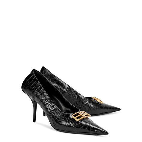 Balenciaga Balenciaga Bb Crocodile Effect Leather Pumps Black