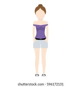 Character Woman Faceless Image Vector Illustration Stock Vector