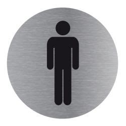 Signalisation plaque de porte aluminium brossé Plate up toilette homme