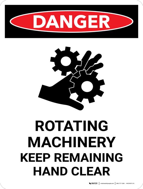 Danger Rotating Machinery Keep Remaining Portrait Wall Sign