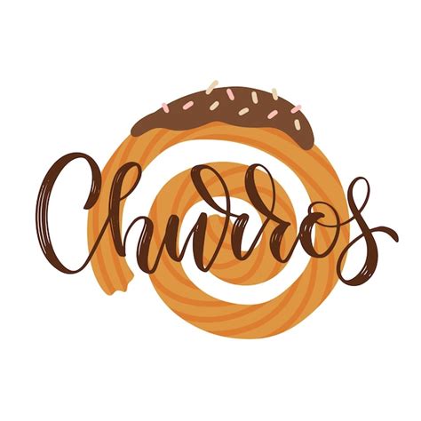 Premium Vector Churros Hand Drawn Lettering Word With Spiral Churros