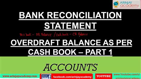 Overdraft Balance As Per Cash Book Part Bank Reconciliation