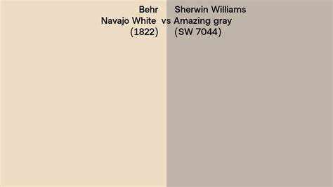 Behr Navajo White 1822 Vs Sherwin Williams Amazing Gray Sw 7044 Side By Side Comparison