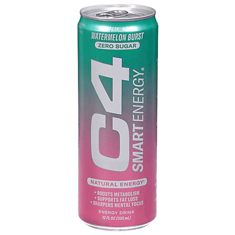 C4 Energy Drink Sparkling Zero Sugar Watermelon Burst 12 Fl Oz