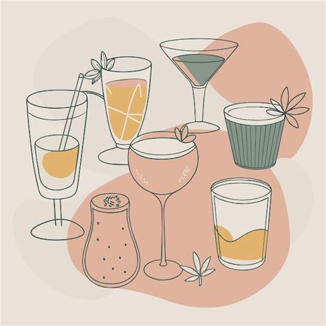 Un Dibujo De Bebidas Incluidos C Cteles C Cteles Y C Cteles Vector