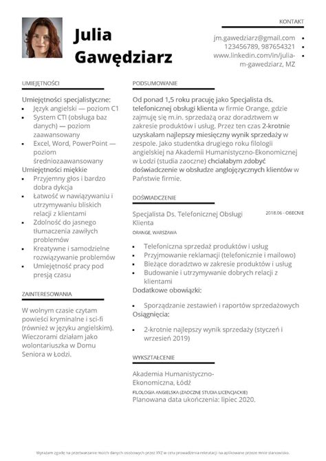 Proste Cv Wz R Jak Napisa I Prostych Cv Szablon W Online