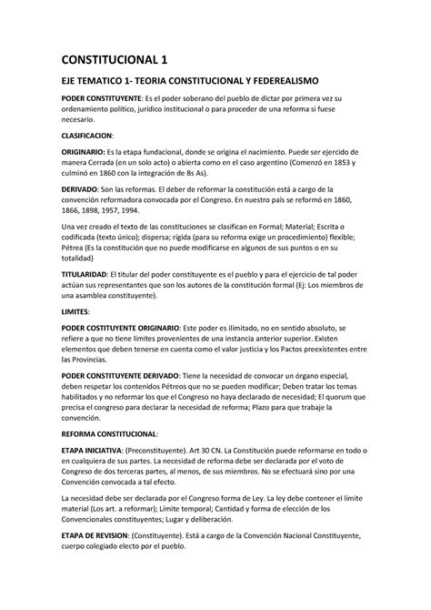 Constitucional 1 Resumen Efip Abogacia Constitucional 1 Eje Tematico 1 Teoria Constitucional