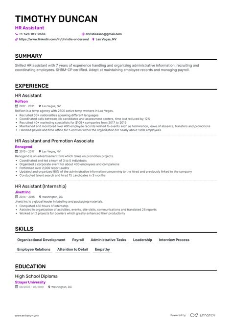 5 Hr Assistant Resume Examples And Guide For 2024