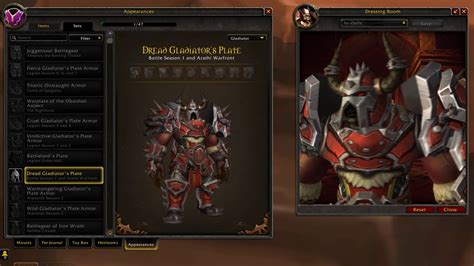 Dread Gladiator S Plate Horde Plate PvP Armor Patch 8 0 1 World