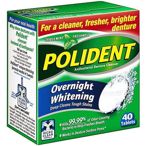 Polident Overnight Whitening Denture Cleanser Tablets 40 ct — Mountainside Medical Equipment