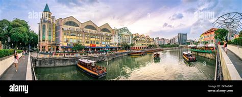 Scenic View Of Riverside Point Clarke Quay And Singapore Riverside