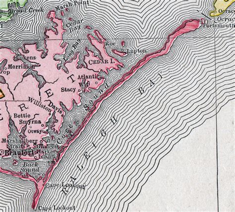 Carteret County North Carolina 1911 Map Rand Mcnally Beaufort Morehead City Newport