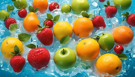 Fondo De Hielo De Fruta Fresca 3d Ai Fruta Fresca Hielo De Frutas