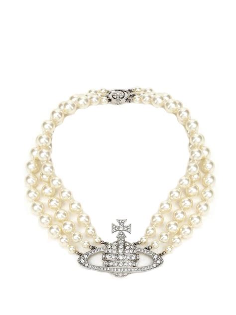 Vivienne Westwood Three Row Pearl Bas Relief Choker In Metallic Lyst