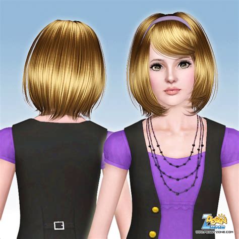 Bob With Headband And Bangs Haircut Id 691 By Peggy Zone Sims 3 Hairs