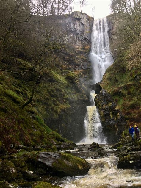 Force Of Water Pouring Over Iconic Welsh Waterfall A Sign High Water