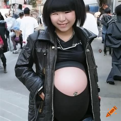 Candid Photo Of A Pregnant Japanese Woman In Punk Fashion On Craiyon