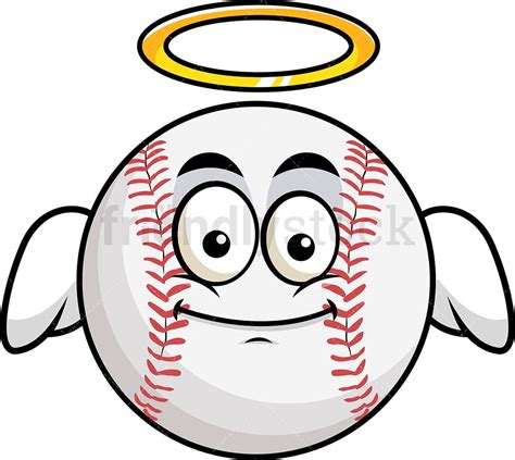 Winged Angel Baseball Emoji Cartoon Vector Clipart Friendlystock