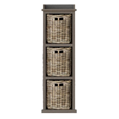 Handmade Kubu Rattan 3 Basket Storage Unit Furnished With Style