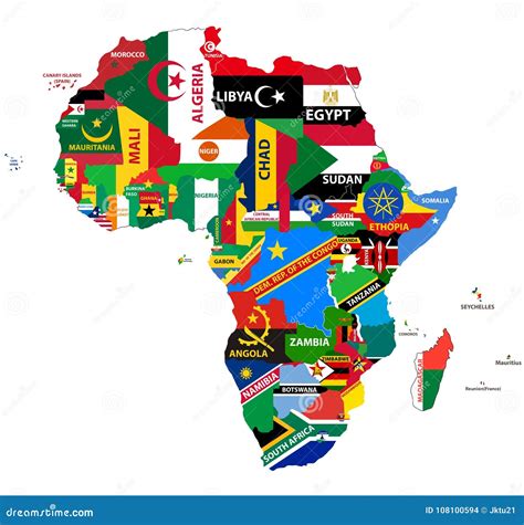 Planeta Tierra Frica Continente Africa Mapa Con Banderas De Pa Ses