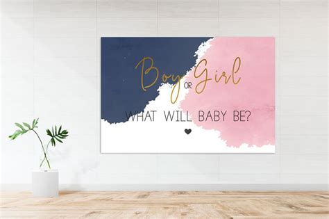 Navy Blue And Blush Pink Gender Reveal Shower Backdrop Etsy