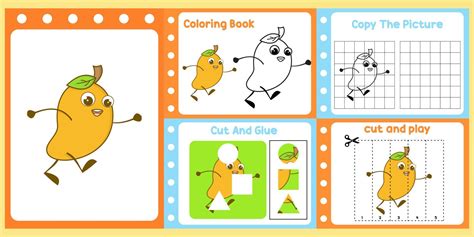 worksheets pack for kids with mango. fun learning for children 14731886 ...