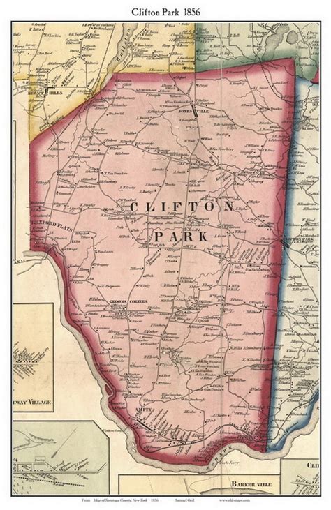 Clifton Park 1856 Old Town Map With Homeowner Names New York Etsy