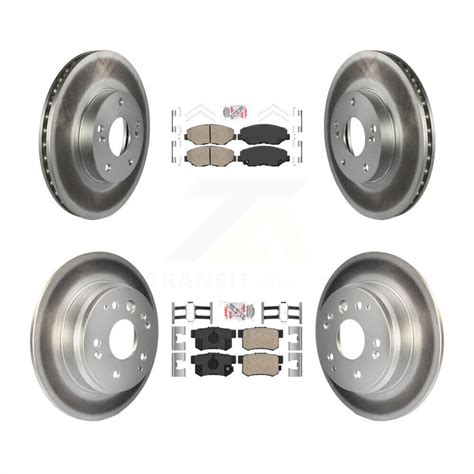 Front Rear Integrally Molded Pad Coated Brake Rotors Kit For