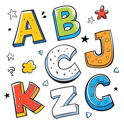 Las Coloridas Letras De Dibujos Animados A B C J K Z Vector Premium Generado Con Ia