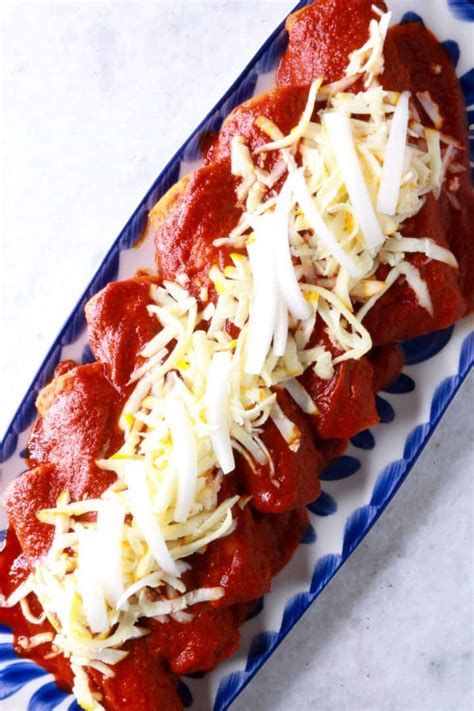 Enchiladas Rojas with Shredded Beef