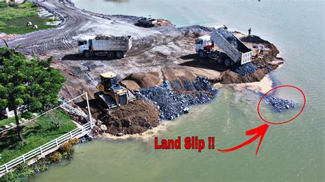 Incredible Land Slip Shantui Bulldozer Pushing Stones Sand Compact