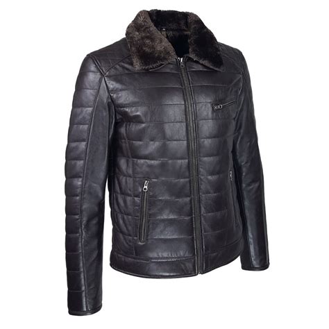 blouson cuir homme aviateur matelassé avec col amovible